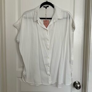 Quince Tencel Short Sleeve Button Up Shirt White Size Medium